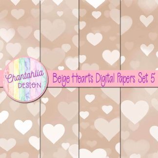 Free beige hearts digital papers set 5