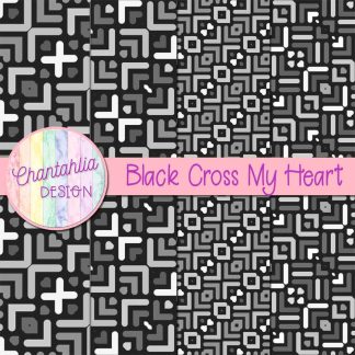 Free black cross my heart digital papers