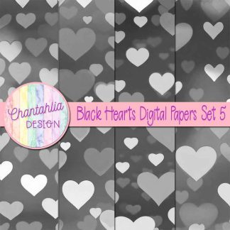 Free black hearts digital papers set 5