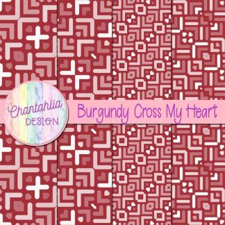 Free burgundy cross my heart digital papers