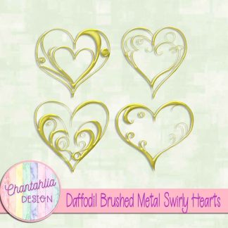 Free daffodil brushed metal swirly hearts design elements