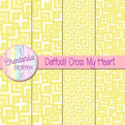 Free daffodil cross my heart digital papers