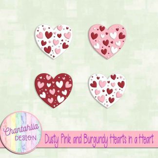 Free dusty pink and burgundy hearts in a heart design elements