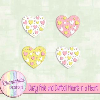 Free dusty pink and daffodil hearts in a heart design elements