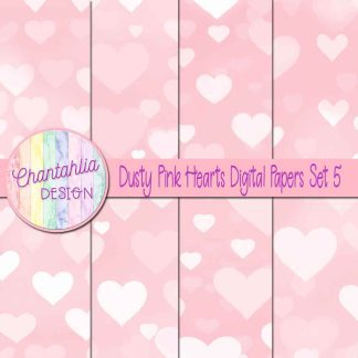 Free dusty pink hearts digital papers set 5