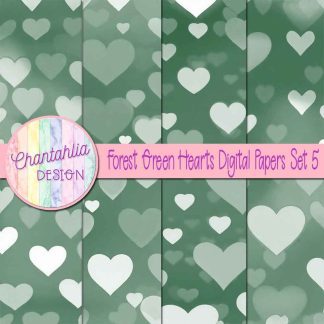 Free forest green hearts digital papers set 5