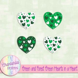 Free green and forest green hearts in a heart design elements