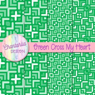 Free green cross my heart digital papers