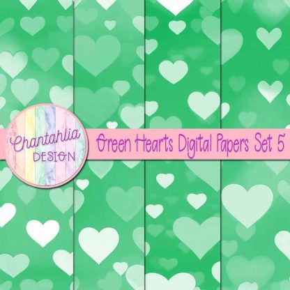 Free green hearts digital papers set 5