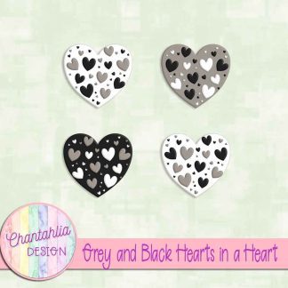 Free grey and black hearts in a heart design elements