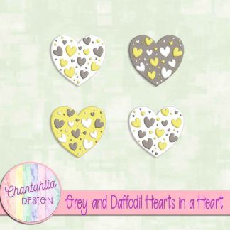 Free grey and daffodil hearts in a heart design elements