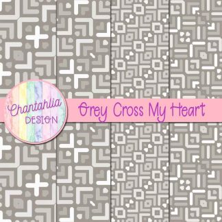 Free grey cross my heart digital papers