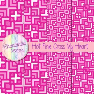 Free hot pink cross my heart digital papers