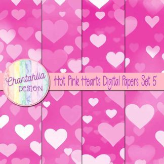 Free hot pink hearts digital papers set 5