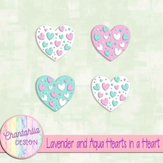 Free lavender and aqua hearts in a heart design elements