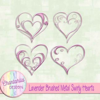 Free lavender brushed metal swirly hearts design elements