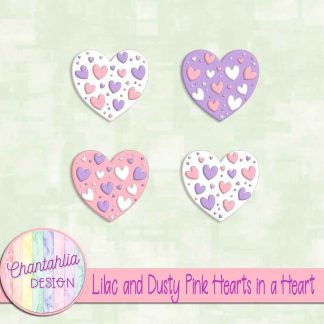 Free lilac and dusty pink hearts in a heart design elements