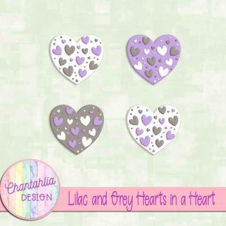 Free lilac and grey hearts in a heart design elements