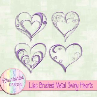 Free lilac brushed metal swirly hearts design elements