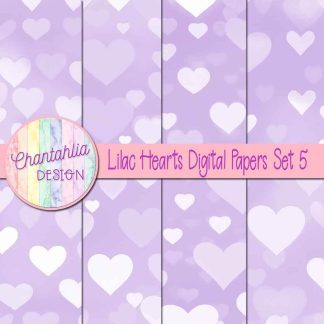 Free lilac hearts digital papers set 5