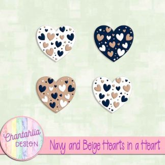 Free navy and beige hearts in a heart design elements