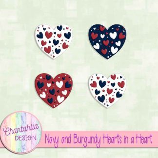 Free navy and burgundy hearts in a heart design elements