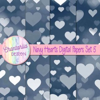 Free navy hearts digital papers set 5