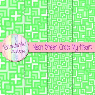 Free neon green cross my heart digital papers