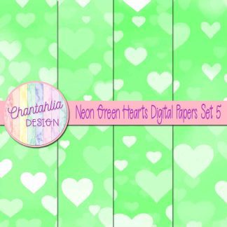 Free neon green hearts digital papers set 5