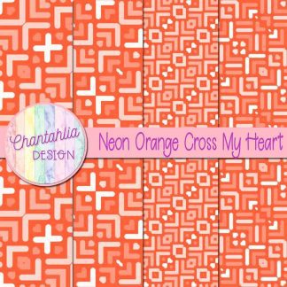 Free neon orange cross my heart digital papers