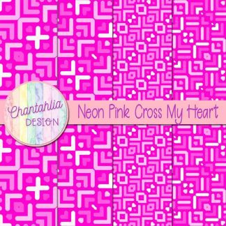 Free neon pink cross my heart digital papers