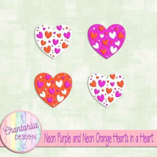 Free neon purple and neon orange hearts in a heart design elements