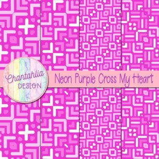 Free neon purple cross my heart digital papers