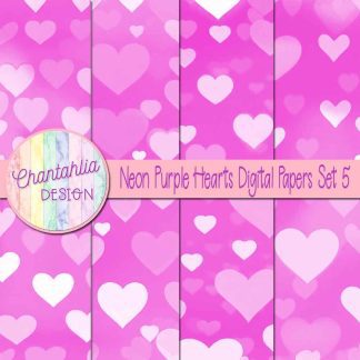 Free neon purple hearts digital papers set 5