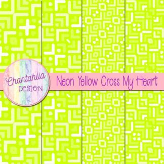 Free neon yellow cross my heart digital papers