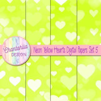 Free neon yellow hearts digital papers set 5