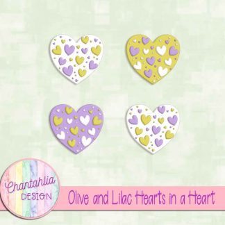 Free olive and lilac hearts in a heart design elements