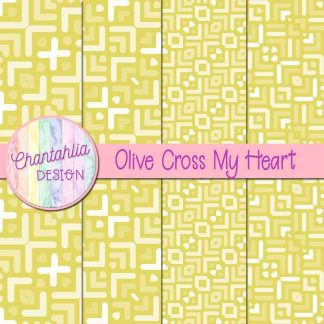 Free olive cross my heart digital papers