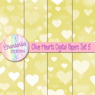 Free olive hearts digital papers set 5