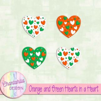 Free orange and green hearts in a heart design elements