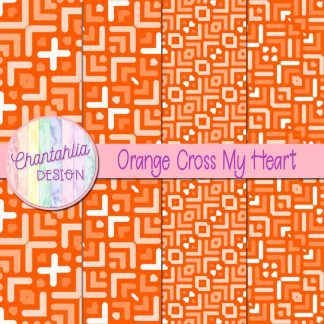 Free orange cross my heart digital papers