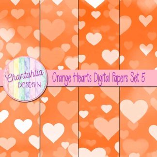 Free orange hearts digital papers set 5