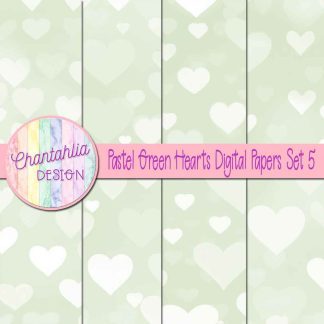 Free pastel green hearts digital papers set 5