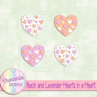 Free peach and lavender hearts in a heart design elements