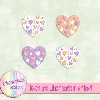 Free peach and lilac hearts in a heart design elements