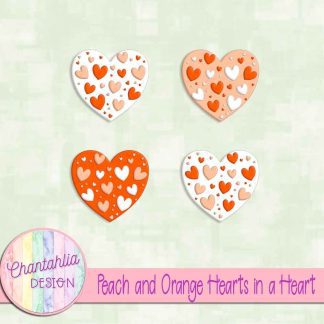 Free peach and orange hearts in a heart design elements