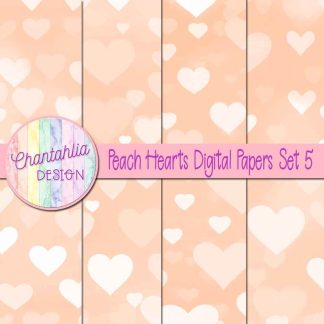 Free peach hearts digital papers set 5