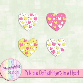 Free pink and daffodil hearts in a heart design elements