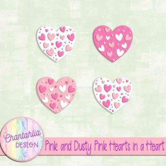 Free pink and dusty pink hearts in a heart design elements