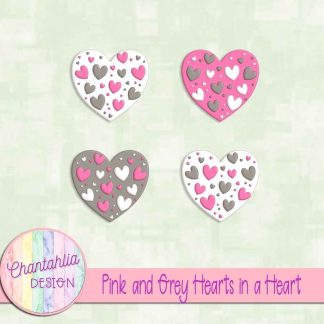 Free pink and grey hearts in a heart design elements